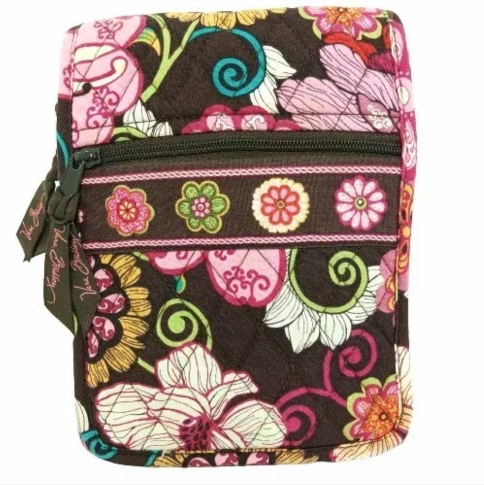 Vera Bradley Hipster Crossbody Shoulder Front Flap Bag Brown Multicolor Floral